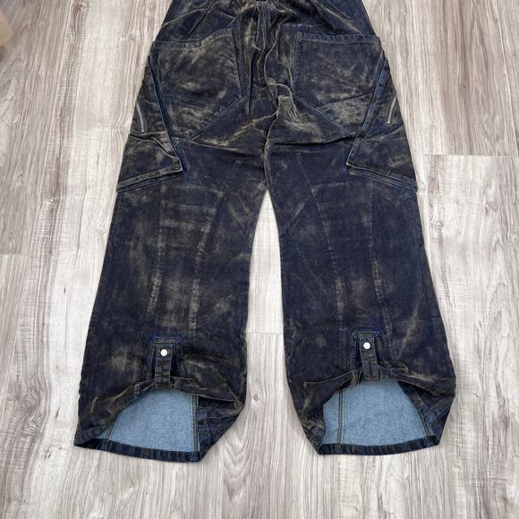 Projectisr XIFHEVIL Layered Paneled Robotic Mens Wide-Leg Jeans Size L (W30 L28) - Picture 5 of 16